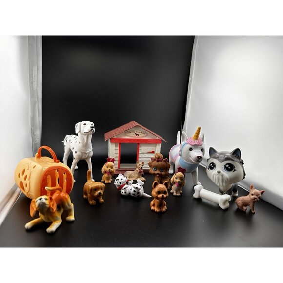 Vtg Modern Puppy In My Pocket Barbie Lot Of Dogs Dog Toys Figures Carrier - Picture 11 of 14